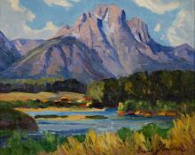 Frank Joseph Vavra, "Mount Moran, Teton Ranges, Wyoming", oil, c. 1935