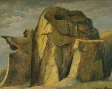 Xavier Barile, "Colorado Sculpture", oil, c. 1940 painting for sale