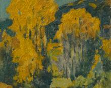 Eanger Irving Couse, "Untitled (Fall Cottonwoods, New Mexico)", oil, c. 1925