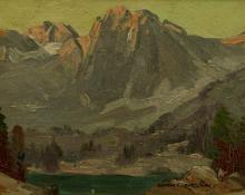 George Elbert Burr, "Untitled (Lake in the Rockies)", oil, c. 1915