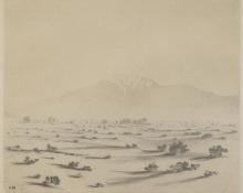 George Elbert Burr, "From Indio, California, 27/40", etching, c. 1921