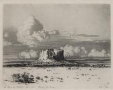 George Elbert Burr, "Mesa Encantada, New Mexico;  15/40", etching, c. 1921 painting for sale