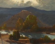 Fremont Ellis, "Untitled (Adobes, New Mexico)", oil, c. 1935