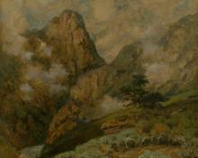 Charles Partridge Adams, "Untitled (Mountains and Clouds)", oil on canvas, 1887 painting for sale