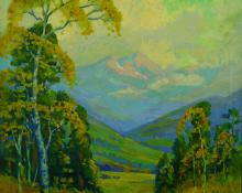 Frank Joseph Vavra, "The Sunlit Aspens (Mt. Evans, Colorado)", oil on canvas, c. 1925
