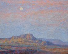 Sven Birger Sandzen, "Evening, Western Landscape", oil, c. 1910