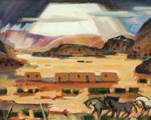 Doel Reed, "Untitled (Storm Over New Mexico)", oil on canvas, c. 1955