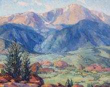 Charles Ragland Bunnell, "Untitled (Pike's Peak, Colorado)", oil, 1927 painting for sale