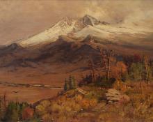 Charles Partridge Adams, "Untitled (Longs Peak from Moraine Park, Colorado)", oil, 1891 painting for sale