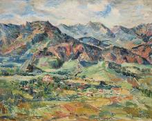 Zola Zaugg, "Untitled (Broadmoor Hotel, Colorado)", oil, c. 1940