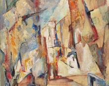 Zola Zaugg, "Evening Harbor", oil, c. 1955