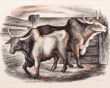 Ethel Magafan, "Brahma Bulls, 5/10", lithograph, 1938