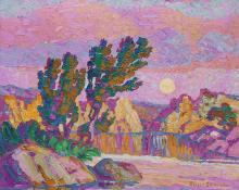 Sven Birger Sandzen, "Creek at Twilight, Wild Horse Creek Kansas", oil, 1927