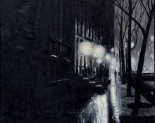Edward Goldman, "Cityscape II Night", acrylic, September 1969