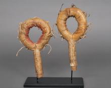 Pair of Plains Indian Rattles Cheyenne, circa 1880, native american antique 19th century for sale purchase consign sell auction art gallery museum denver colorado