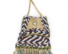 Strike-A-Light Bag, Apache, circa 1890 Pony Bead German Silver pouch 19th century Native American Indian antique vintage art for sale purchase auction consign denver colorado art gallery museum