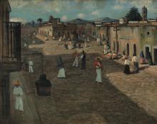 Ernest Lawson, "On The Rialto, Mexico City", oil