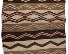 Navajo Rug vintage trading post 1940 1930 1920 wool textile weaving red brown black ivory white