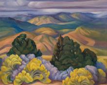Anna Elizabeth Keener, "Chamisa and Asters No. 107 (New Mexico)", oil, circa 1965