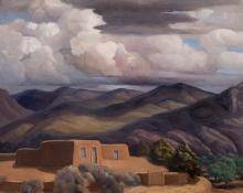 Anna Elizabeth Keener, "A Northern New Mexico Home", oil, 1965