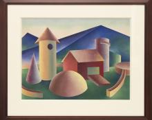 Ralph Anderson, "Untitled (Farm)", oil, circa 1940