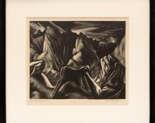 Ross Eugene Braught, "Bad Lands Nocturne (South Dakota)", lithograph, 1934 painting fine art for sale purchase buy sell auction consign denver colorado art gallery museum 