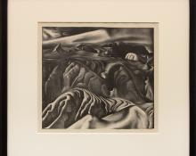 Ross Eugene Braught, "Tchaikovsky's Sixth (The Badlands, South Dakota)", lithograph, 1934, for sale purchase consign auction denver Colorado art gallery museum