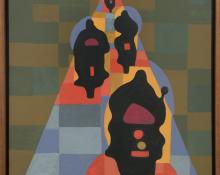 Margo Hoff, "Motorcycle Lights", acrylic, 1965 painting fine art for sale purchase buy sell auction consign denver colorado art gallery museum