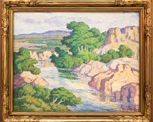 Birger Sandzen, "Kansas Stream (Graham County, Kansas)", oil painting for sale denver colorado art gallery museum auction consign sell buy