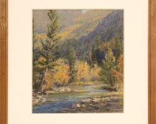 Elsie Haddon Haynes, "Untitled (Colorado Lake)", pastel painting fine art for sale purchase buy sell auction consign denver colorado art gallery museum