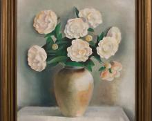 Paul Lantz, "White Peonies", oil painting fine art for sale purchase buy sell auction consign denver colorado art gallery museum