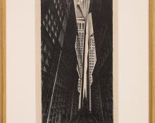 Arnold Ronnebeck, Wall Street Church, NYC Trinity Church lithograph print 1928 painting fine art for sale purchase buy sell auction consign denver colorado art gallery museum