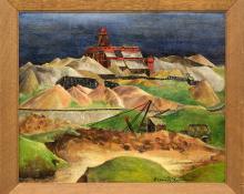 Eldora Lorenzini Fitzhugh Mine, near Leadville, Colorado historical modernist landscape oil Fitzhugh Mine, near Leadville, Colorado