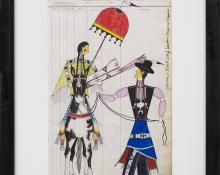 James Black ledger drawing "Out for the Day", colored pencil, 2018 painting fine art for sale purchase buy sell auction consign denver colorado art gallery museum       