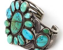 Zuni Bracelet silver turquoise old pawn jewelry cuff 19th century Native American Indian antique vintage art for sale purchase auction consign denver colorado art gallery museum