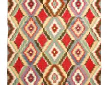 Vintage Navajo Germantown weaving for sale, 1880, eyedazzler, eye, dazzler, antique, native american, indian, southwestern, 19th century, red, green, purple, yellow, pale, fringe, blanket, textile, throw