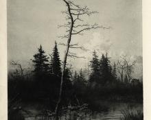 George Elbert Burr, Evening, etching, circa 1917, engraving, fine art, for sale, denver, gallery, colorado, antique, buy, purchase