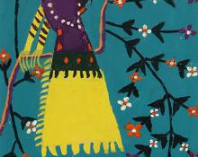 martin saldana painting of a peacock, Bird, San Luis Potosi, Mexico, naive primitive painting, colorado artist, 1950s 1960s