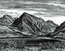 Adolf Arthur Dehn, "Twin Lakes", lithograph