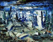 Charles Ragland Bunnell, "Untitled (Abstract)", oil, 1950 painting for sale