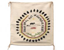 Pictorial Weaving, Navajo, circa 1945 great seal of the navajo tribe, 19th century Native American Indian antique vintage art for sale purchase auction consign denver colorado art gallery museum