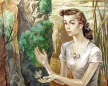 Peppino Gino Mangravite, "Untitled (Young Woman with Butterfly)", oil, c.1945