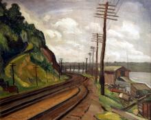 Carl Lindin, "Train Tracks (Highland, New York)", oil, c. 1938 Eric Olaf