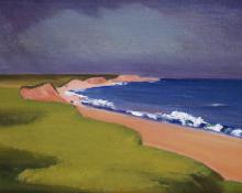 Carl Eric Olaf Lindin, "Beach at Nantucket", oil, c. 1915