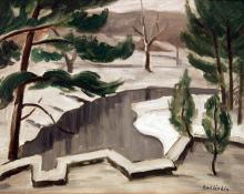 Carl Eric Olaf Lindin, "Talldungen, Woodstock (the artist's back yard)", oil, c. 1915