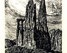 Sven Birger Sandzen, "The Cathedral", lithograph, c. 1922