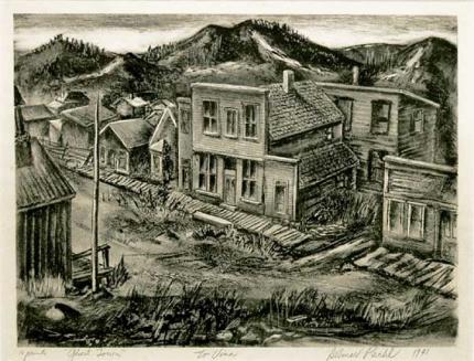 Delmar Max Pachl, "Ghost Town (To Vina {Cames}), edition of 10", lithograph, 1941
