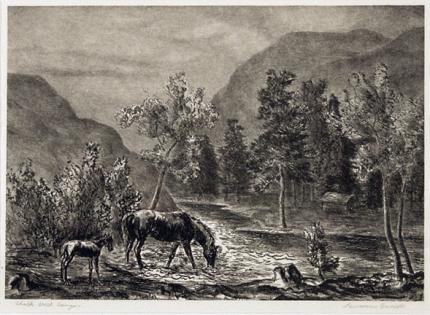 Lawrence Barrett, "Chalk Creek Canyon", lithograph, c. 1940
