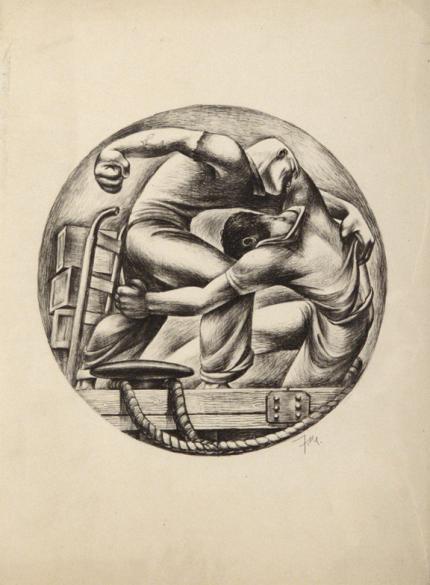Fletcher Martin, "Trouble in Frisco", lithograph, c. 1938