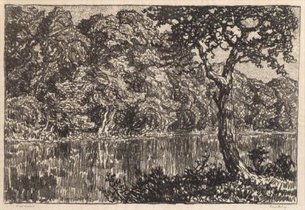 Sven Birger Sandzen, "River Motif", lithograph, 1918